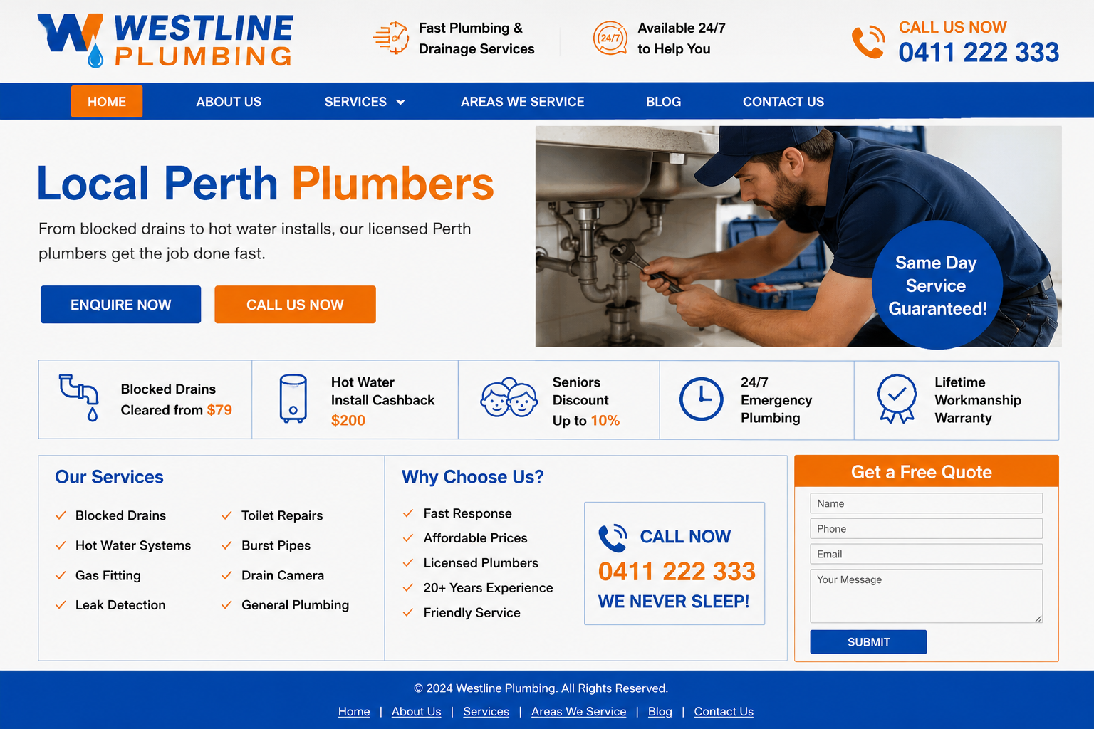 An outdated fictional plumbing website before redesign